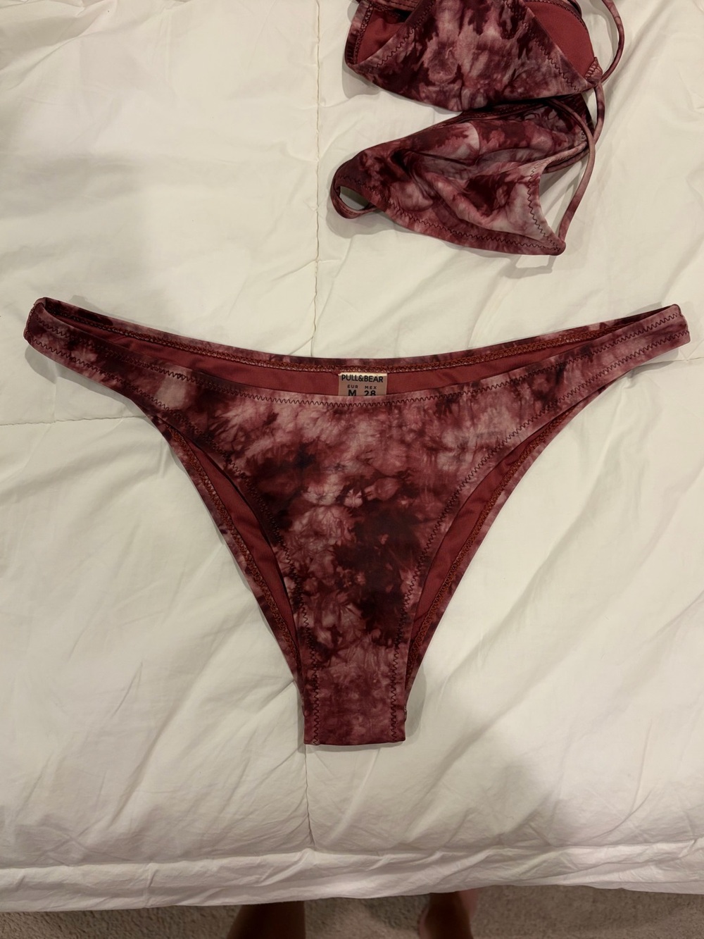 Pull&Bear Maroon Tie-Dye Bikini Bottom